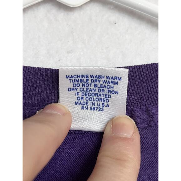 Vintage 80s Los Angeles LA Lakers Purple T-Shirt Single Stitch 50/50 Size M - Picture 3 of 8